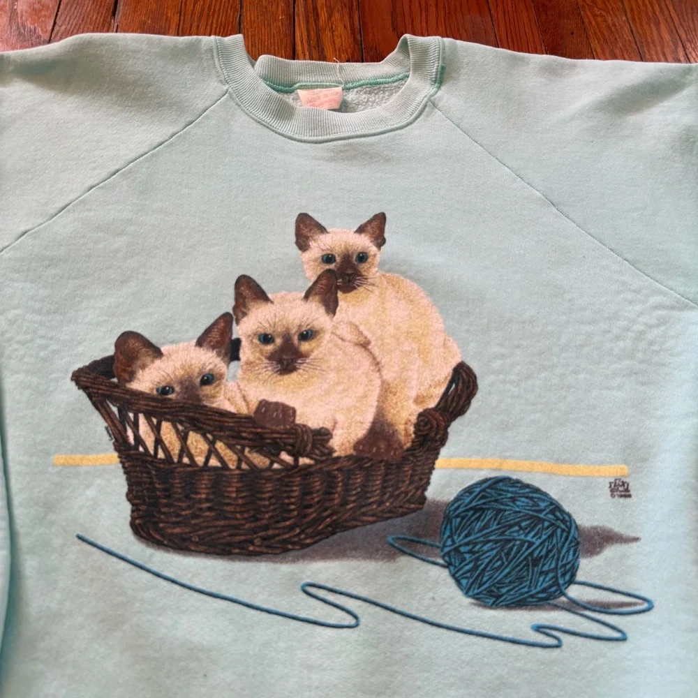 1989 Kittens In A Basket Vintage Crewneck Sweater - Picture 2 of 10